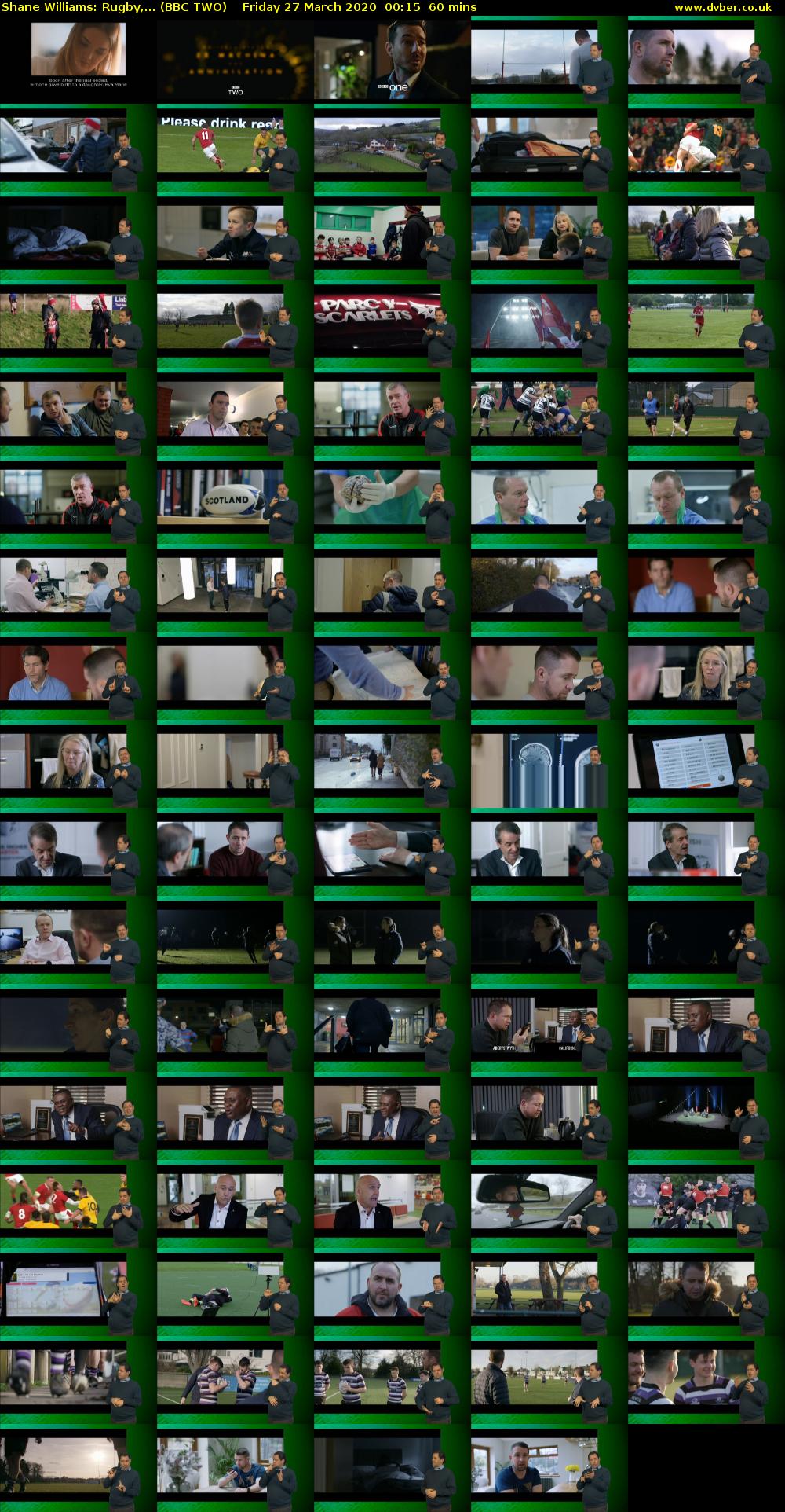 Shane Williams: Rugby,... (BBC TWO) Friday 27 March 2020 00:15 - 01:15