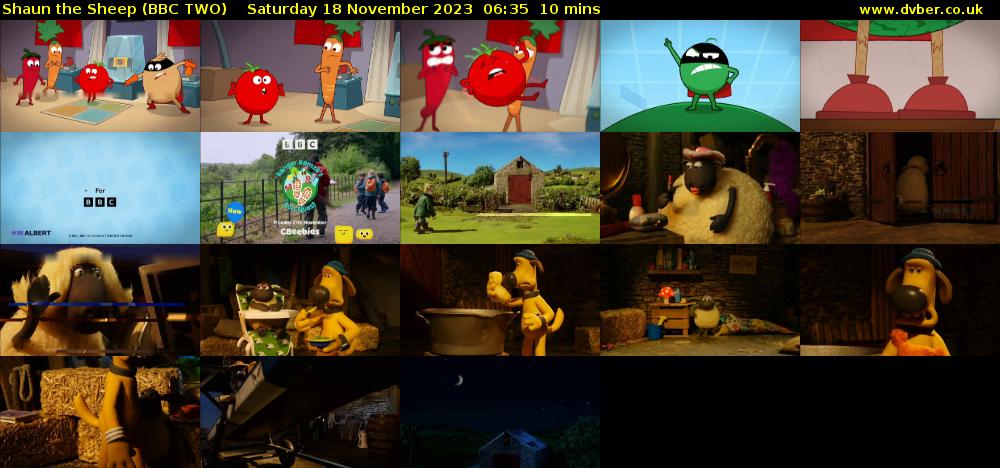 Shaun the Sheep (BBC TWO) Saturday 18 November 2023 06:35 - 06:45