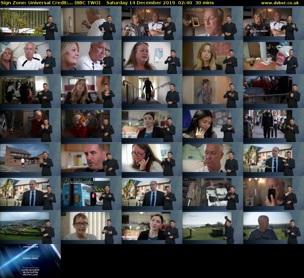 Sign Zone: Universal Credit:... (BBC TWO) Saturday 14 December 2019 02:40 - 03:10