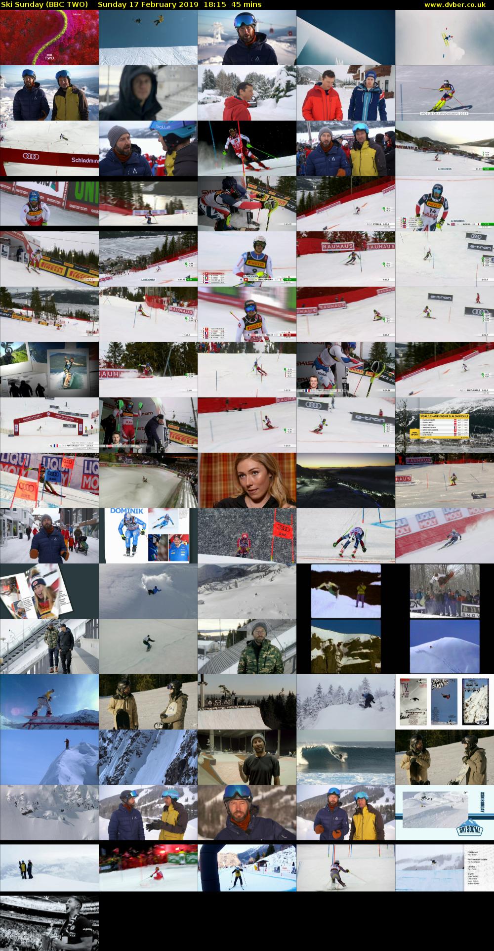 Ski Sunday (BBC TWO) Sunday 17 February 2019 18:15 - 19:00