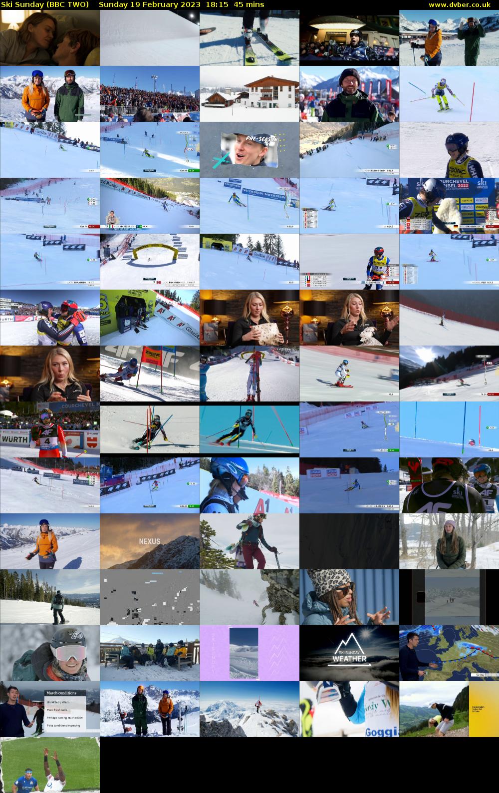 Ski Sunday (BBC TWO) Sunday 19 February 2023 18:15 - 19:00