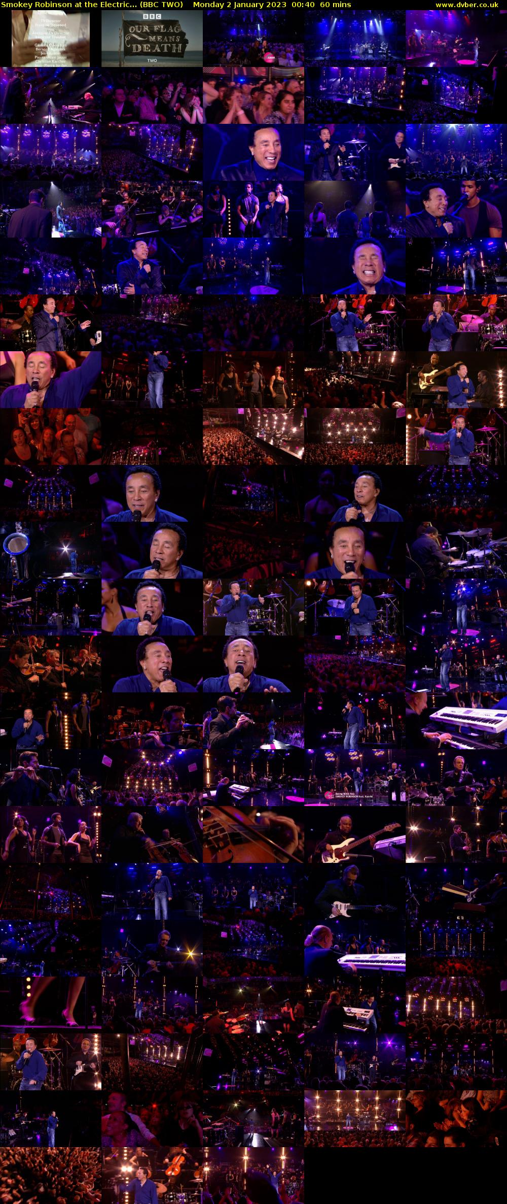 Smokey Robinson at the Electric... (BBC TWO) Monday 2 January 2023 00:40 - 01:40