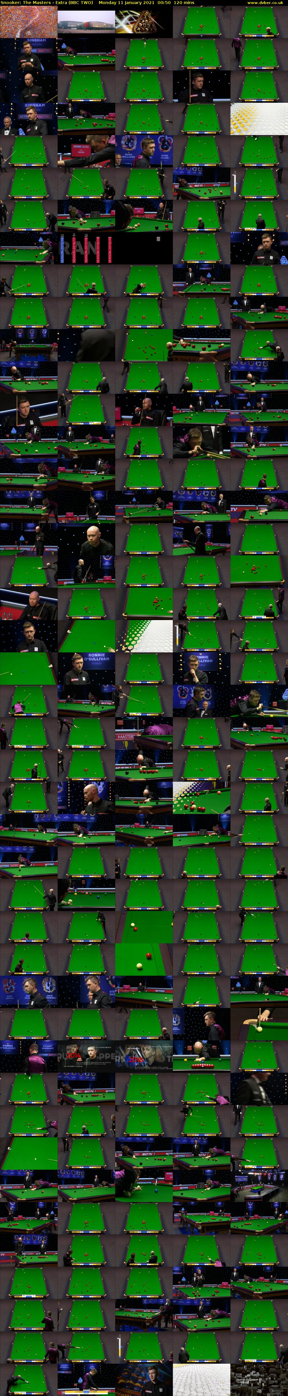 Snooker: The Masters - Extra (BBC TWO) Monday 11 January 2021 00:50 - 02:50