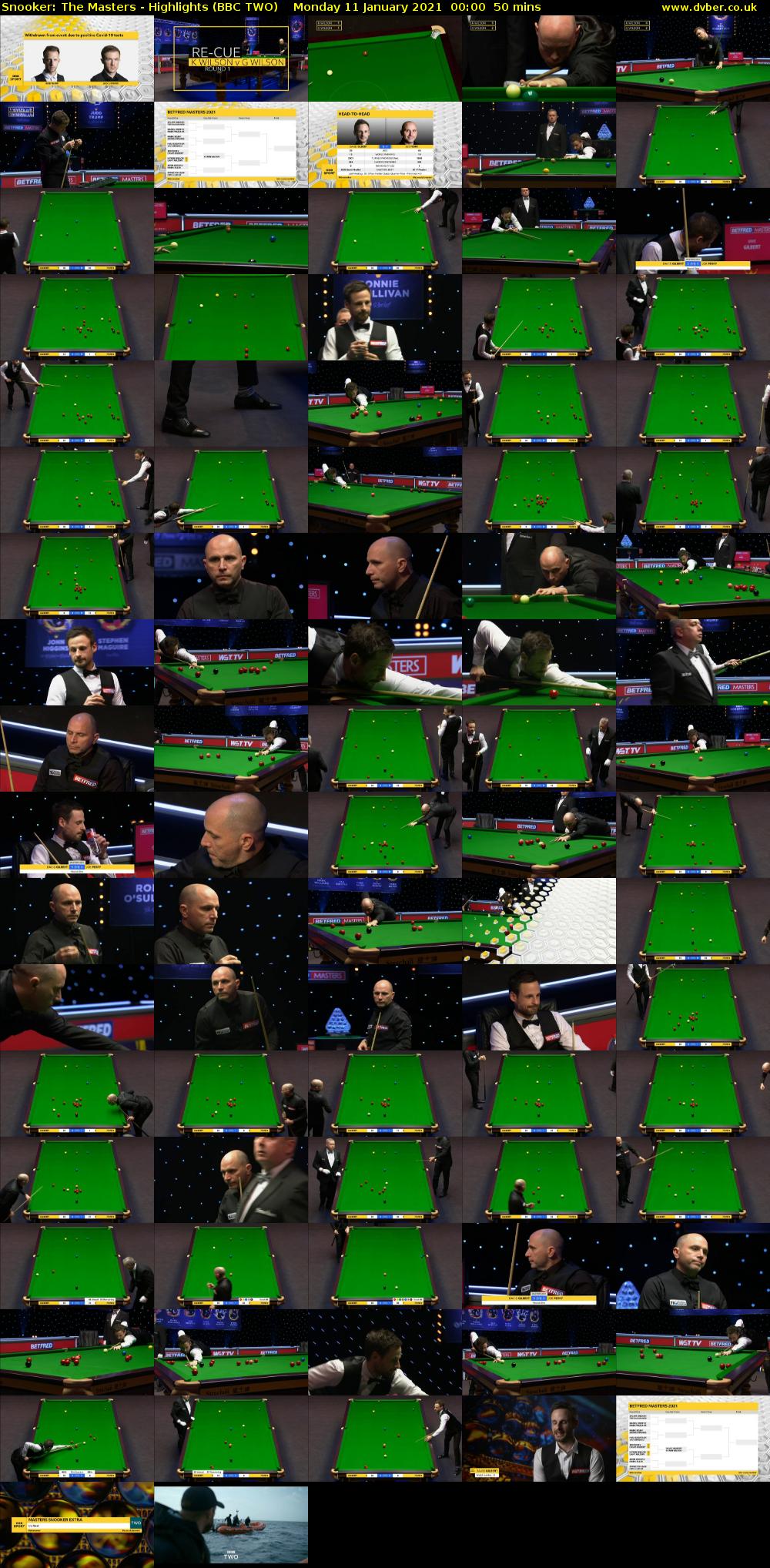 Snooker: The Masters - Highlights (BBC TWO) Monday 11 January 2021 00:00 - 00:50