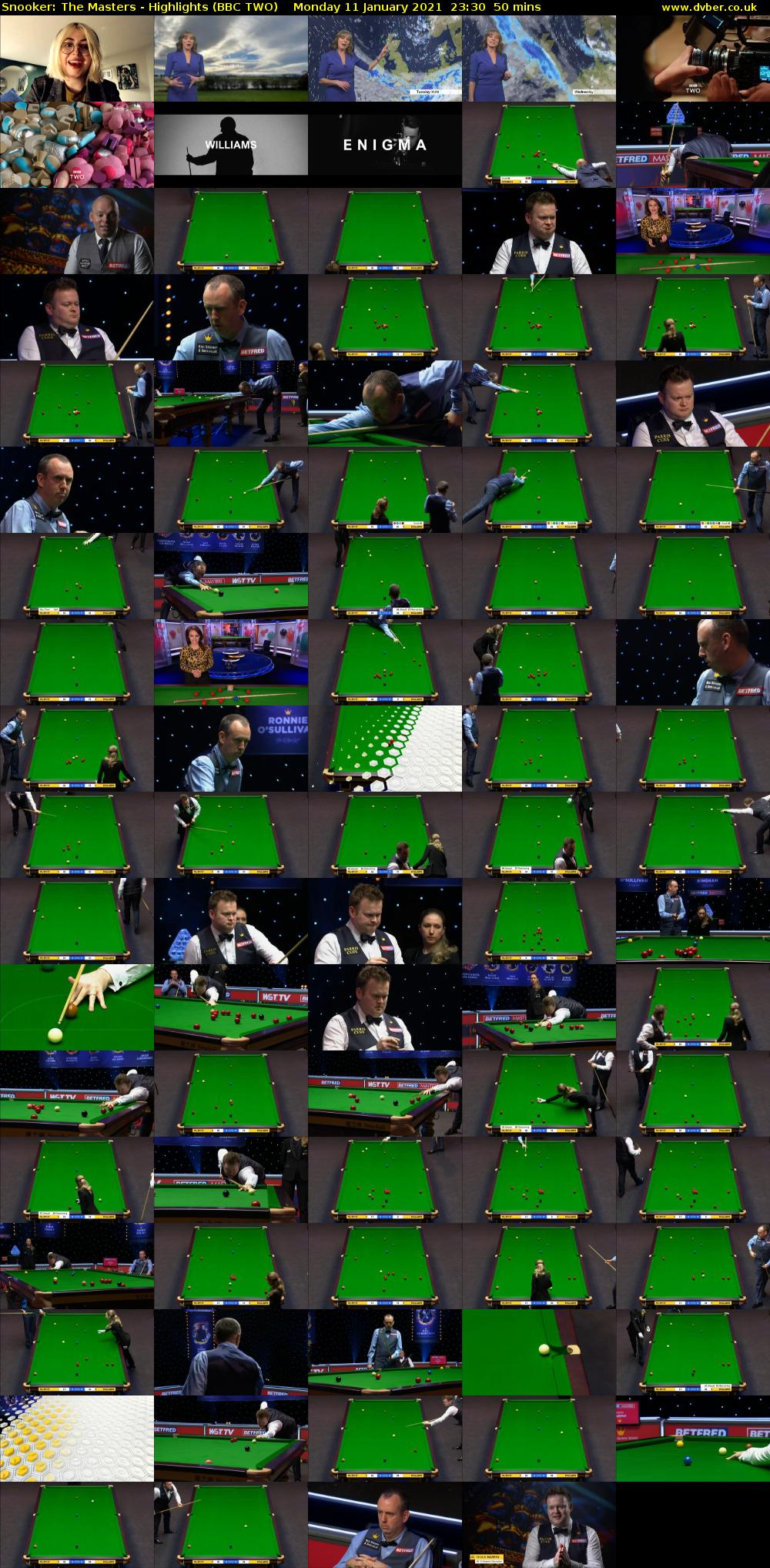 Snooker: The Masters - Highlights (BBC TWO) Monday 11 January 2021 23:30 - 00:20