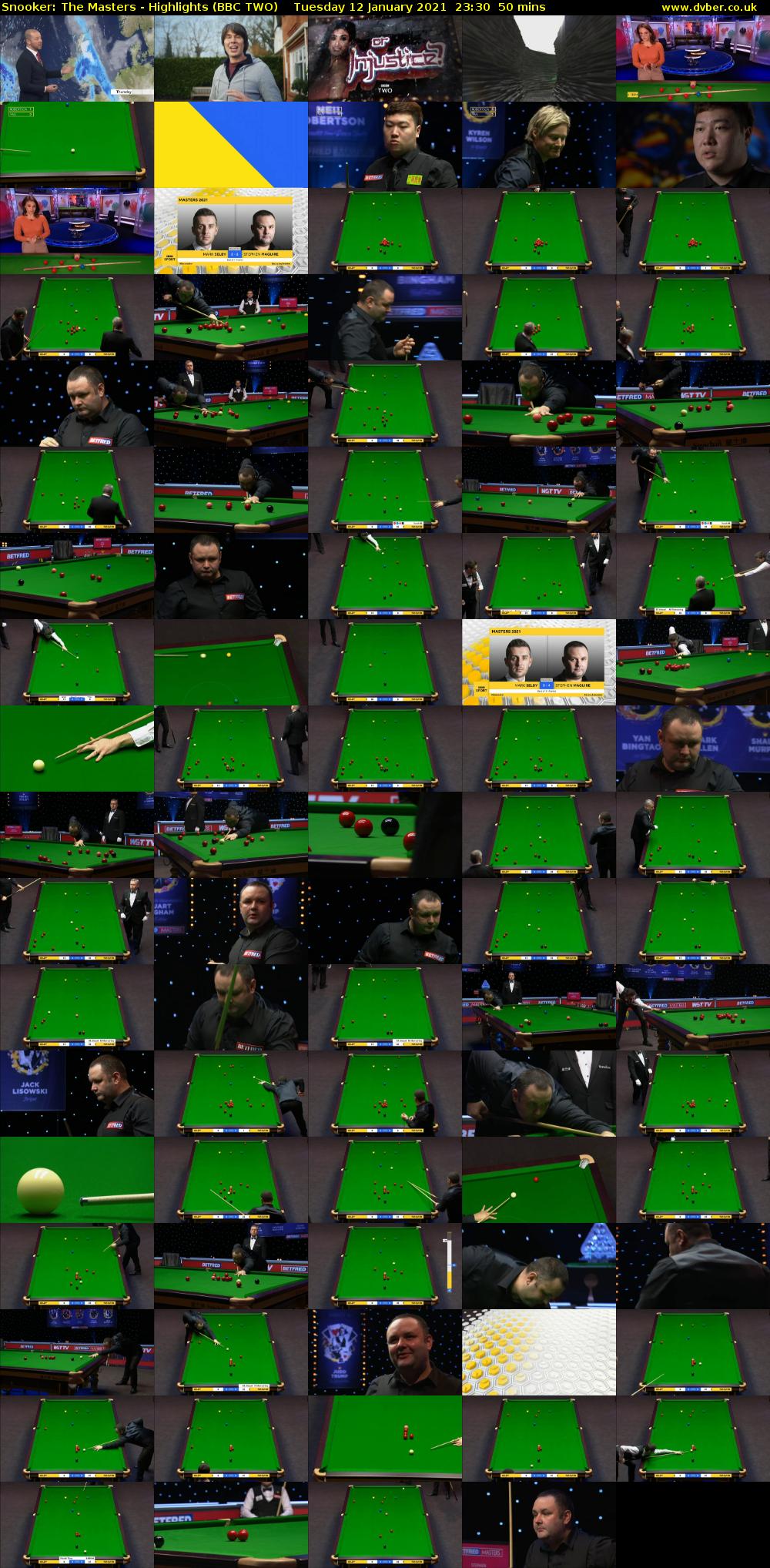 Snooker: The Masters - Highlights (BBC TWO) Tuesday 12 January 2021 23:30 - 00:20