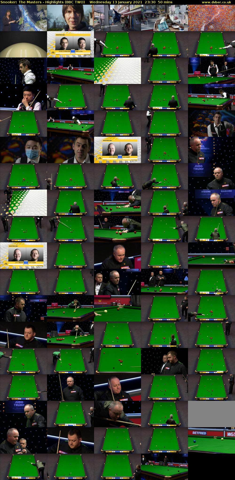 Snooker: The Masters - Highlights (BBC TWO) Wednesday 13 January 2021 23:30 - 00:20