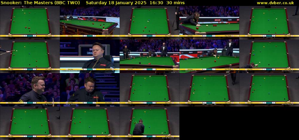 Snooker: The Masters (BBC TWO) Saturday 18 January 2025 16:30 - 17:00