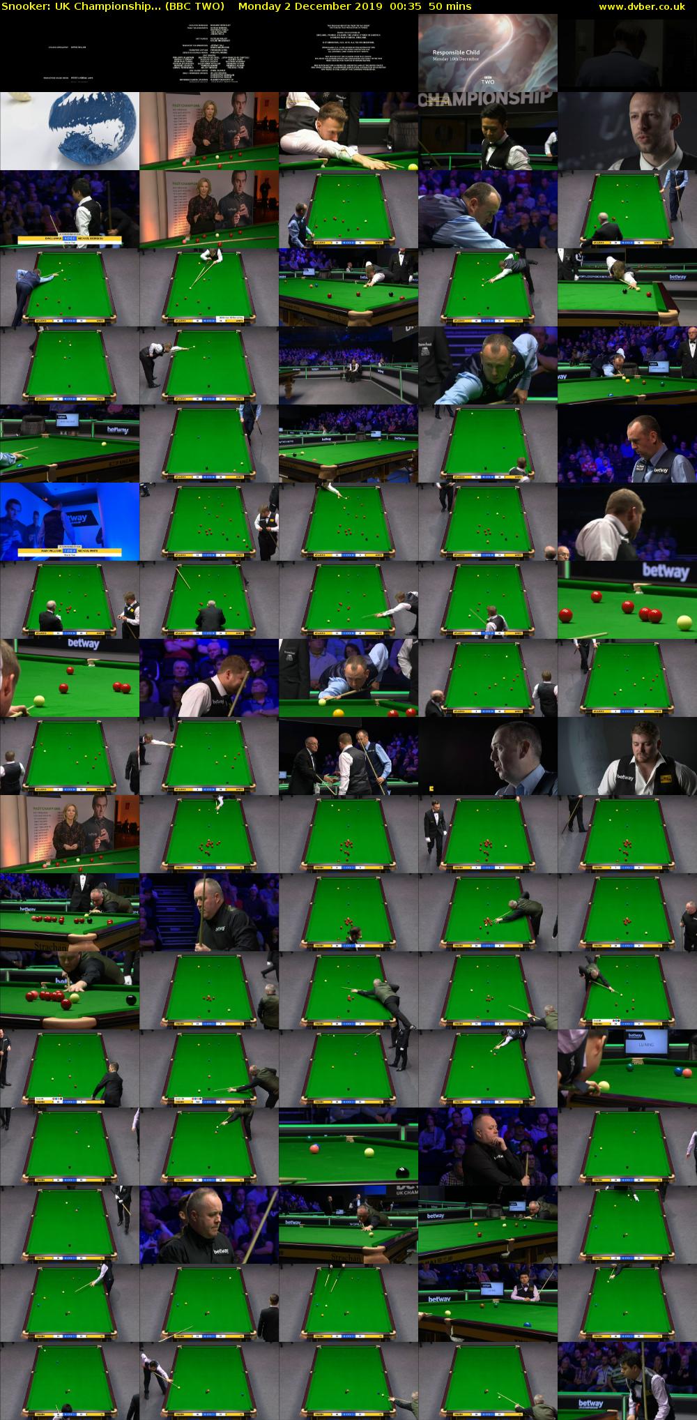 Snooker: UK Championship... (BBC TWO) Monday 2 December 2019 00:35 - 01:25