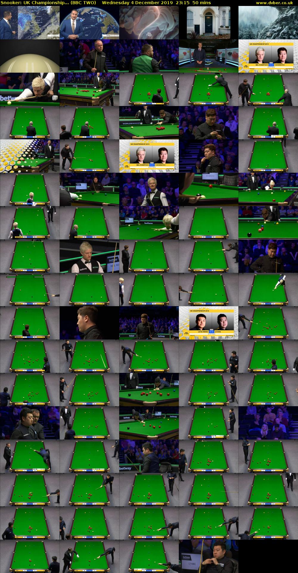 Snooker: UK Championship... (BBC TWO) Wednesday 4 December 2019 23:15 - 00:05
