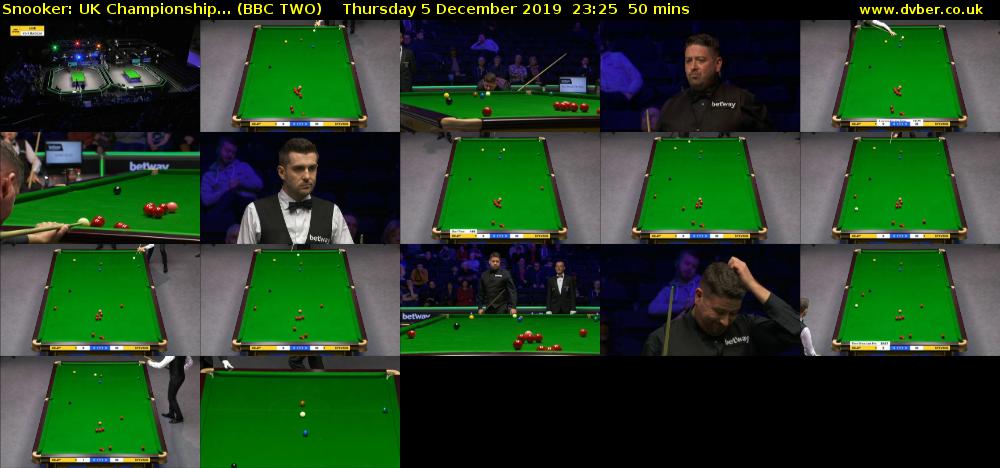 Snooker: UK Championship... (BBC TWO) Thursday 5 December 2019 23:25 - 00:15
