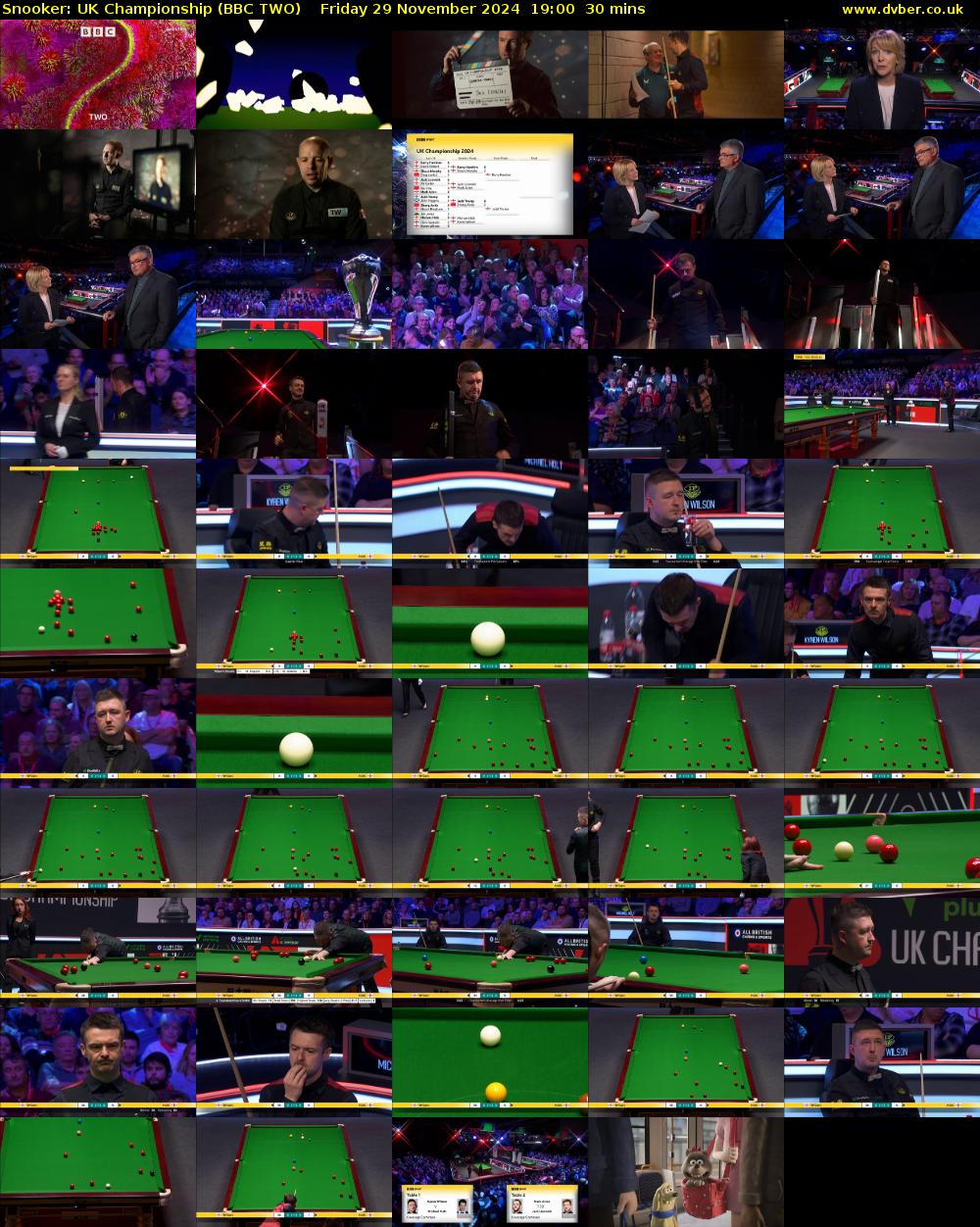 Snooker: UK Championship (BBC TWO) Friday 29 November 2024 19:00 - 19:30