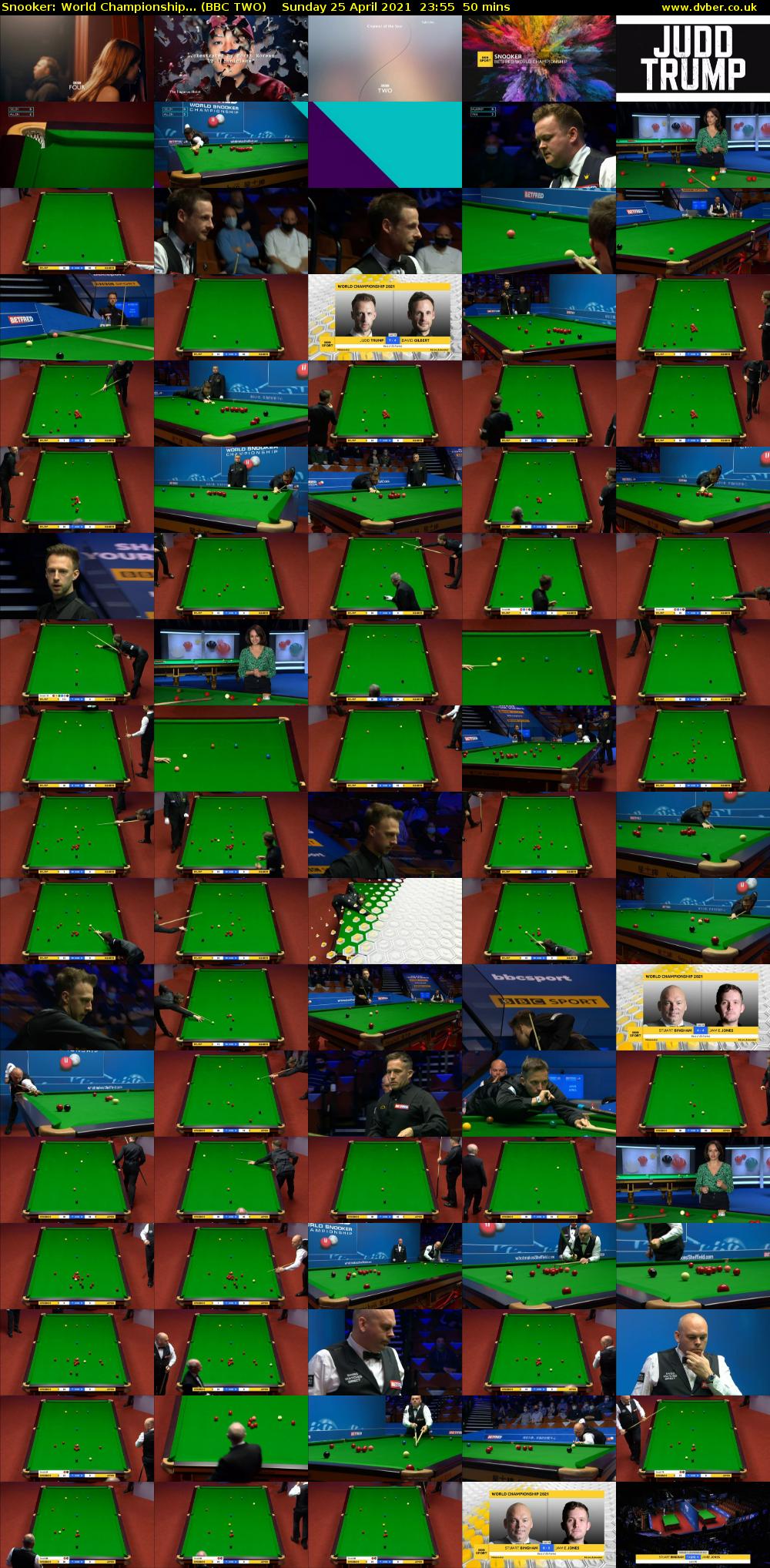 Snooker: World Championship... (BBC TWO) Sunday 25 April 2021 23:55 - 00:45