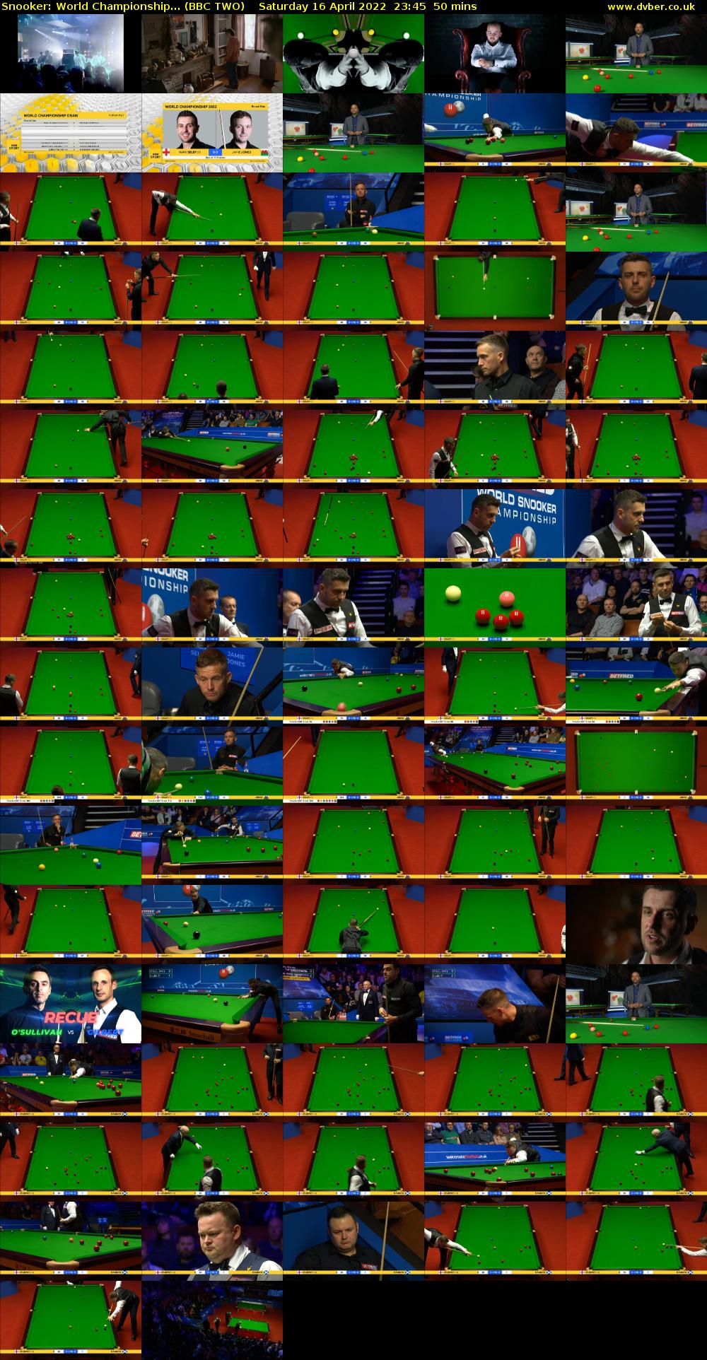 Snooker: World Championship... (BBC TWO) Saturday 16 April 2022 23:45 - 00:35