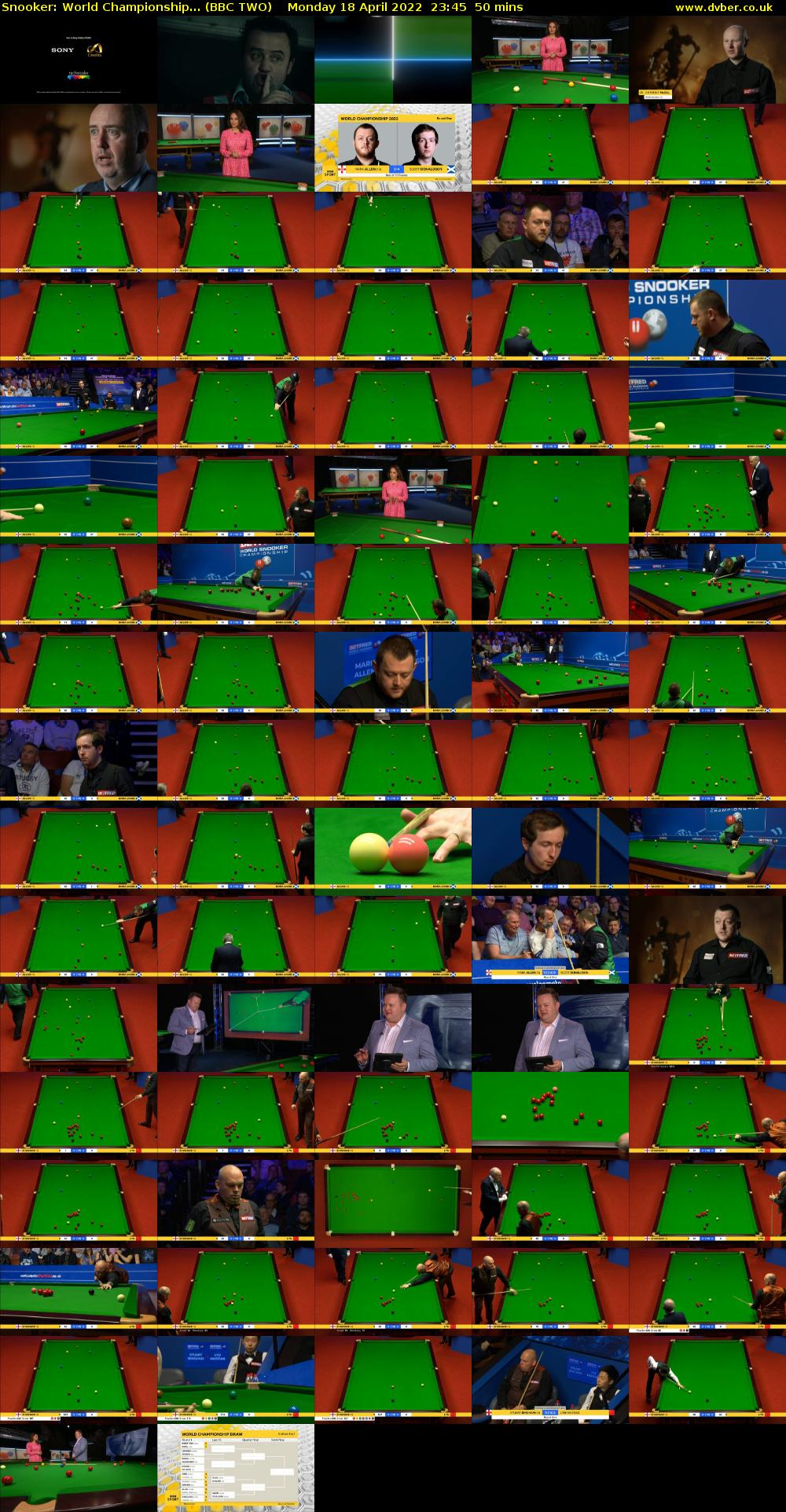 Snooker: World Championship... (BBC TWO) Monday 18 April 2022 23:45 - 00:35