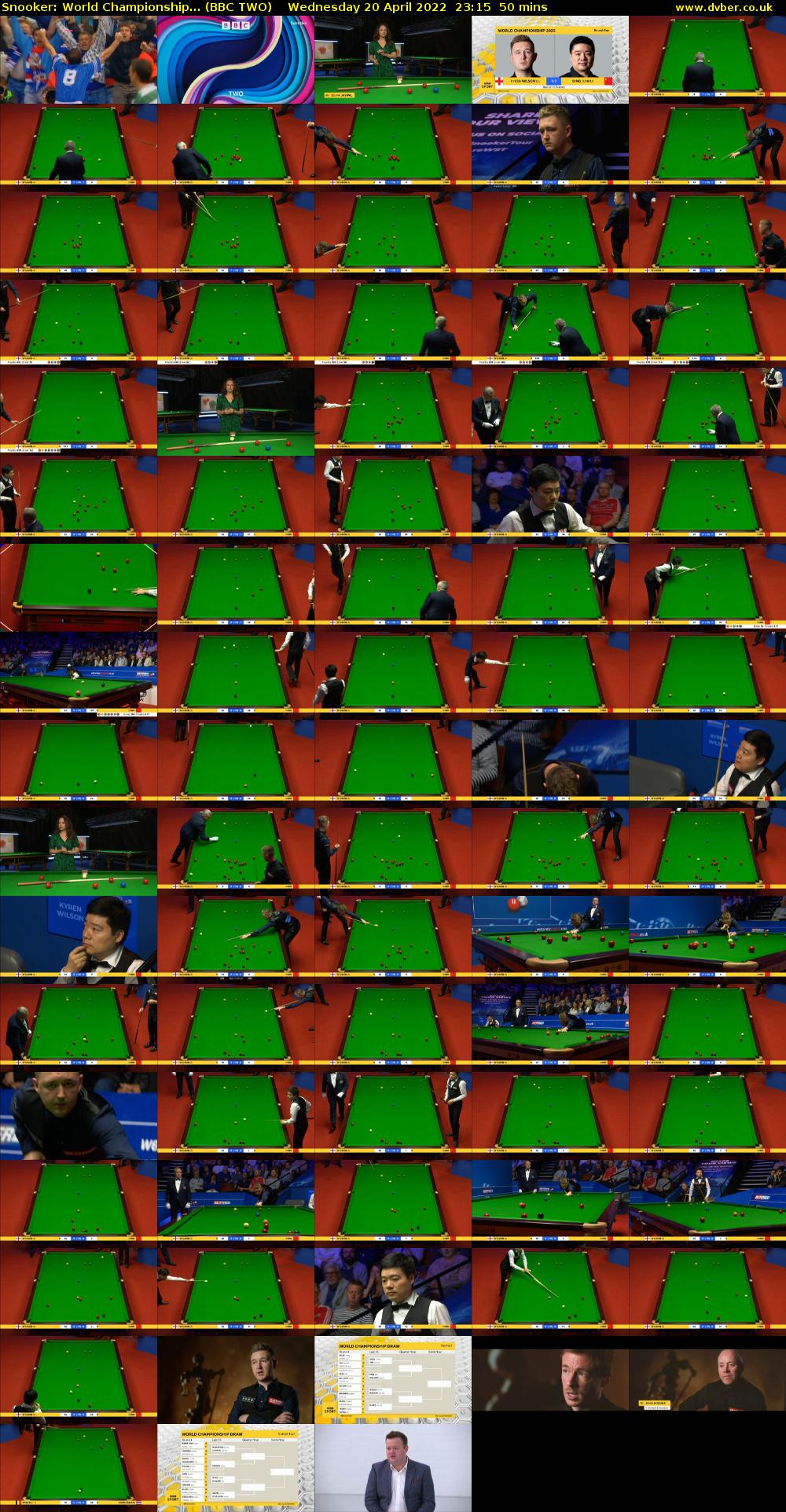 Snooker: World Championship... (BBC TWO) Wednesday 20 April 2022 23:15 - 00:05
