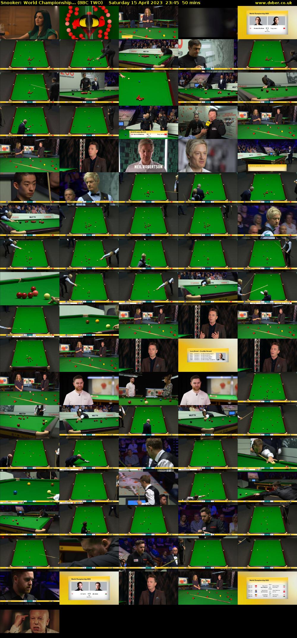 Snooker: World Championship... (BBC TWO) Saturday 15 April 2023 23:45 - 00:35