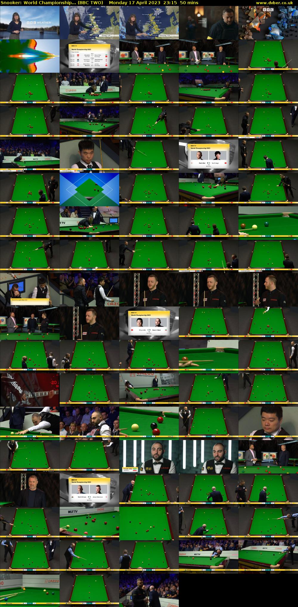 Snooker: World Championship... (BBC TWO) Monday 17 April 2023 23:15 - 00:05