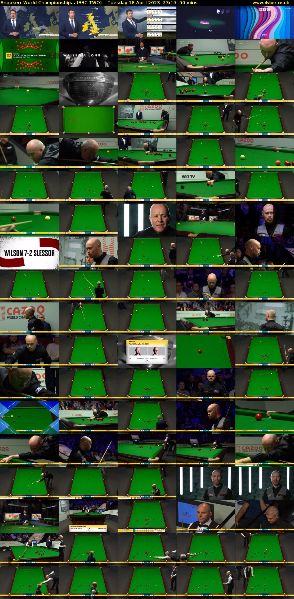 Snooker: World Championship... (BBC TWO) Tuesday 18 April 2023 23:15 - 00:05