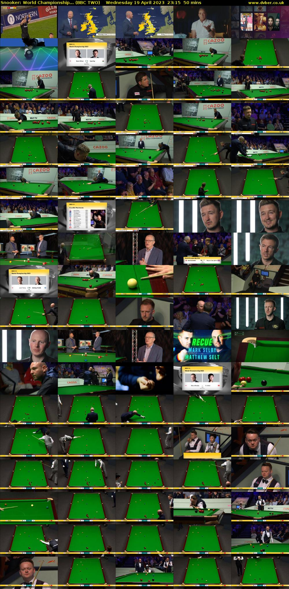 Snooker: World Championship... (BBC TWO) Wednesday 19 April 2023 23:15 - 00:05