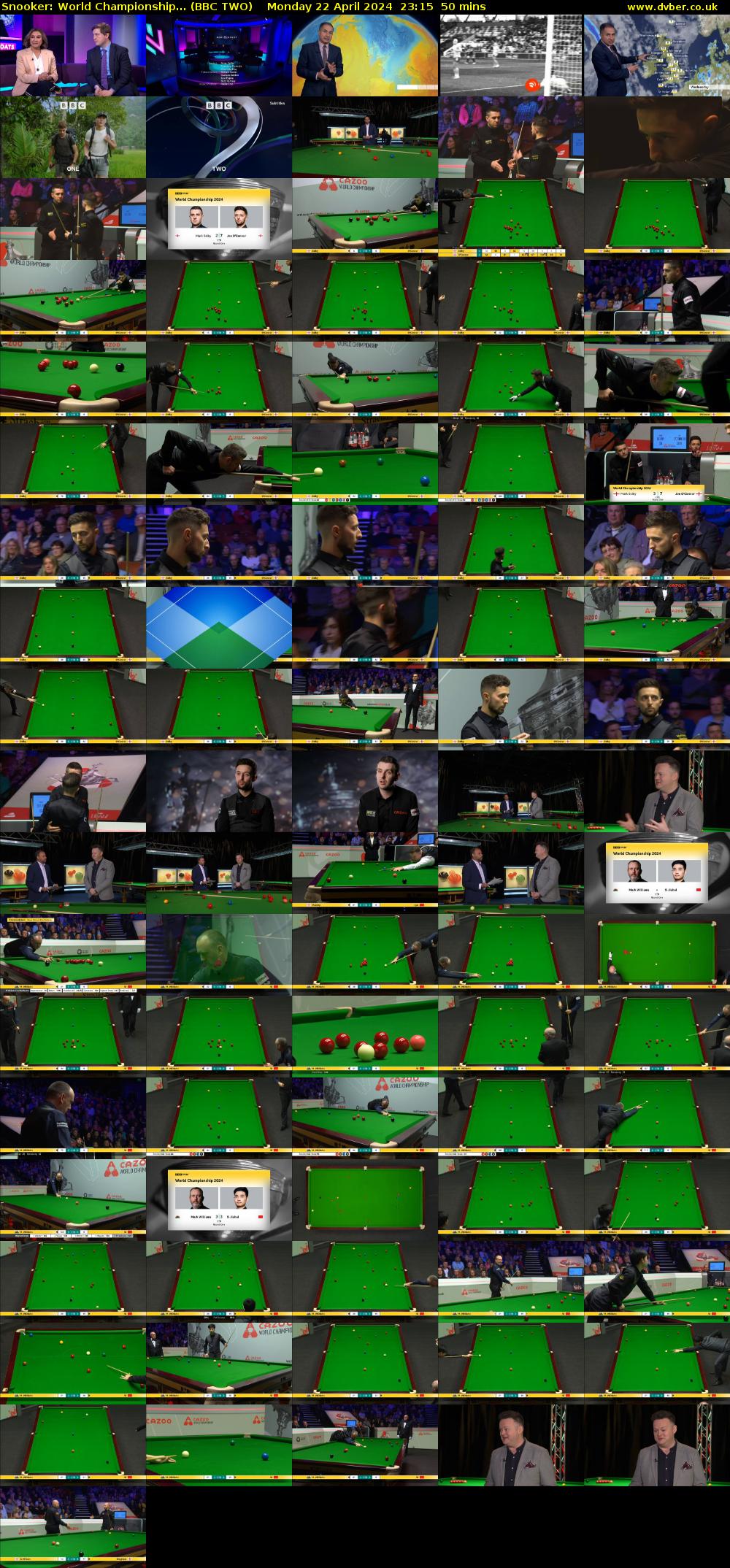 Snooker: World Championship... (BBC TWO) Monday 22 April 2024 23:15 - 00:05