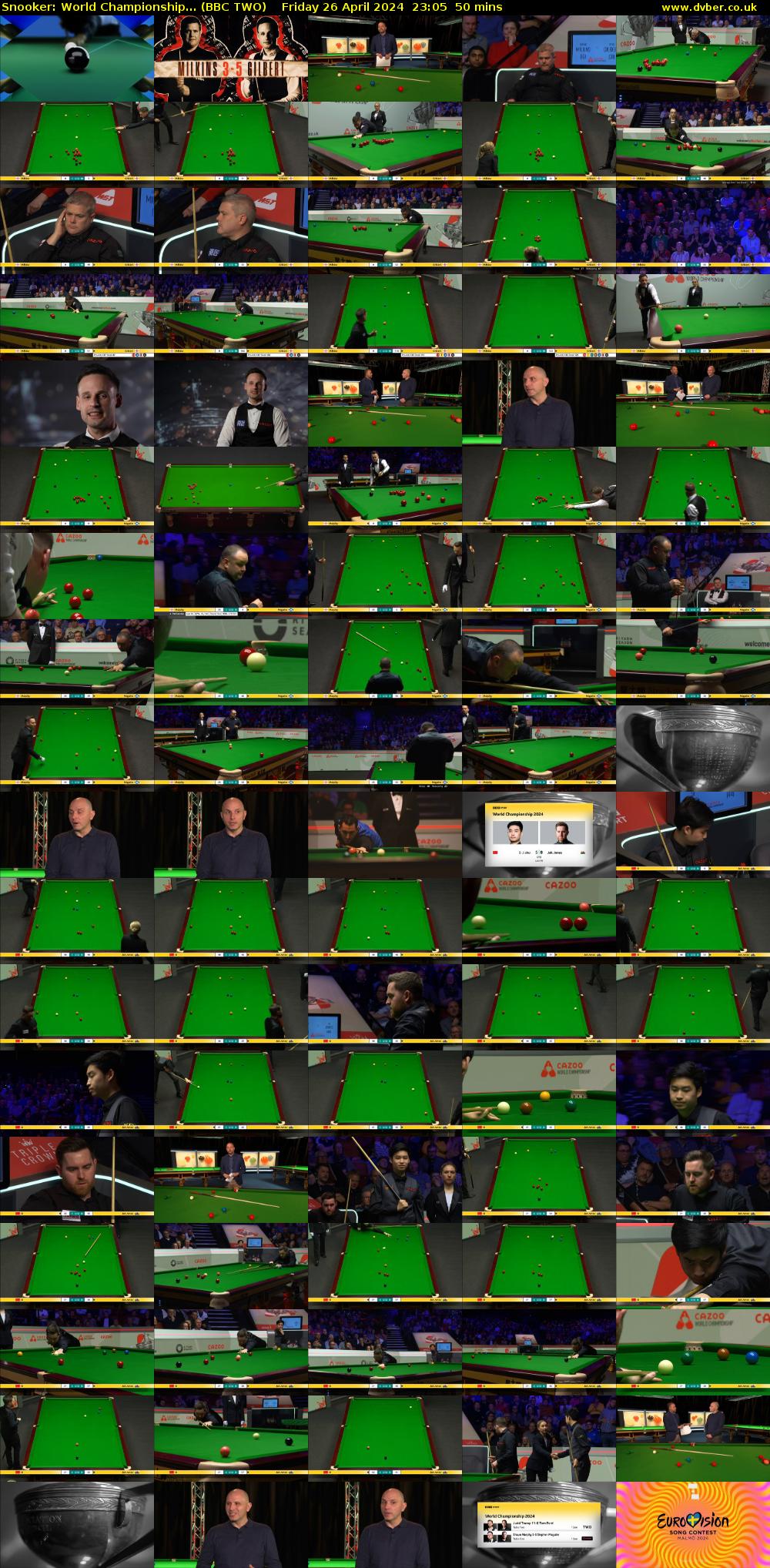 Snooker: World Championship... (BBC TWO) Friday 26 April 2024 23:05 - 23:55