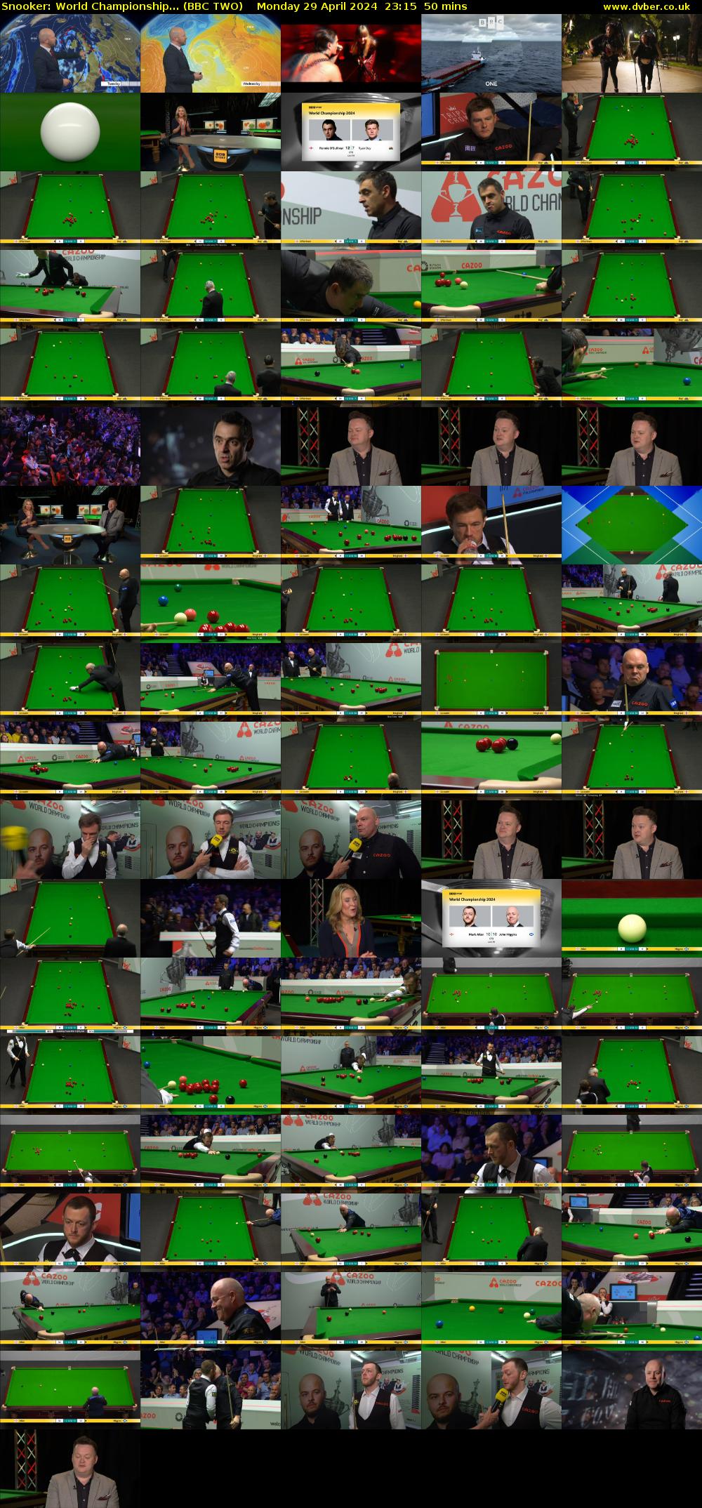 Snooker: World Championship... (BBC TWO) Monday 29 April 2024 23:15 - 00:05