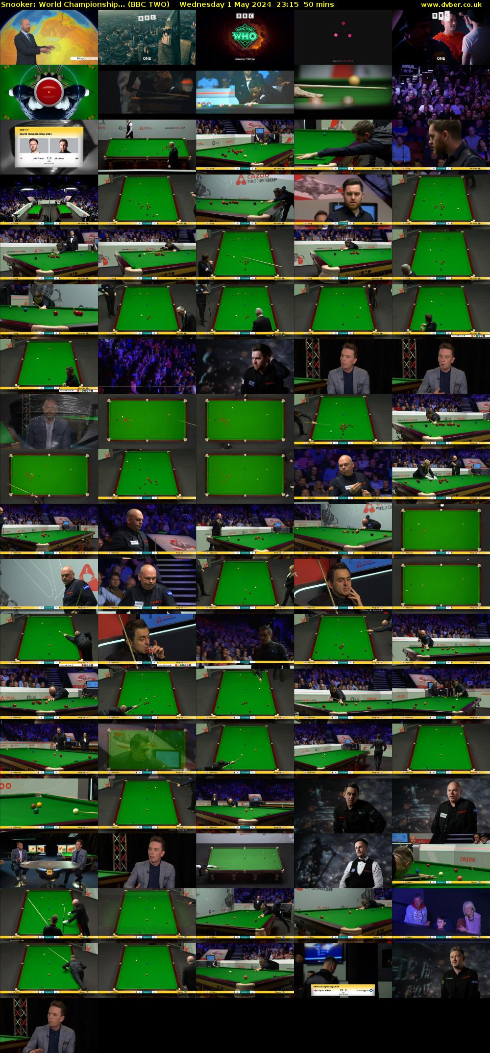 Snooker: World Championship... (BBC TWO) Wednesday 1 May 2024 23:15 - 00:05