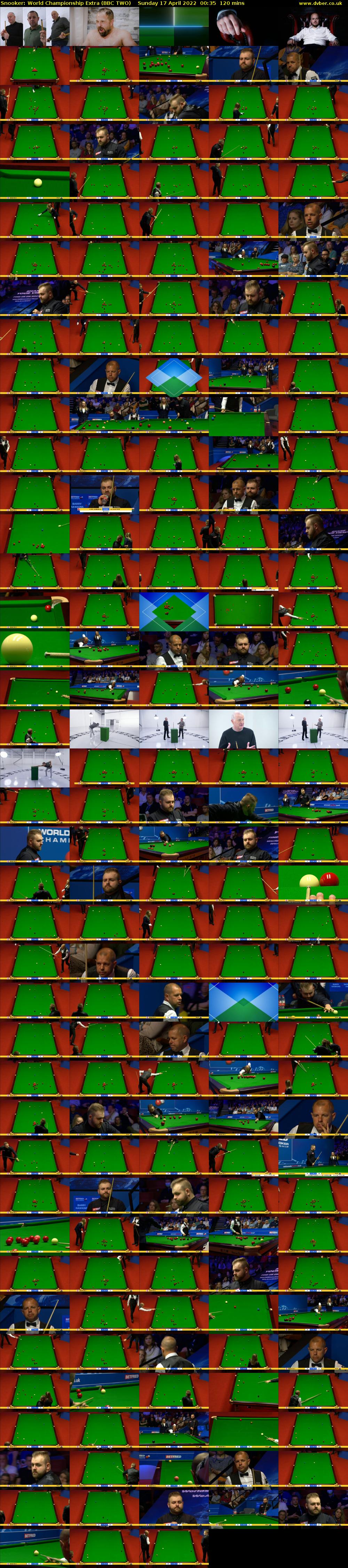 Snooker: World Championship Extra (BBC TWO) Sunday 17 April 2022 00:35 - 02:35