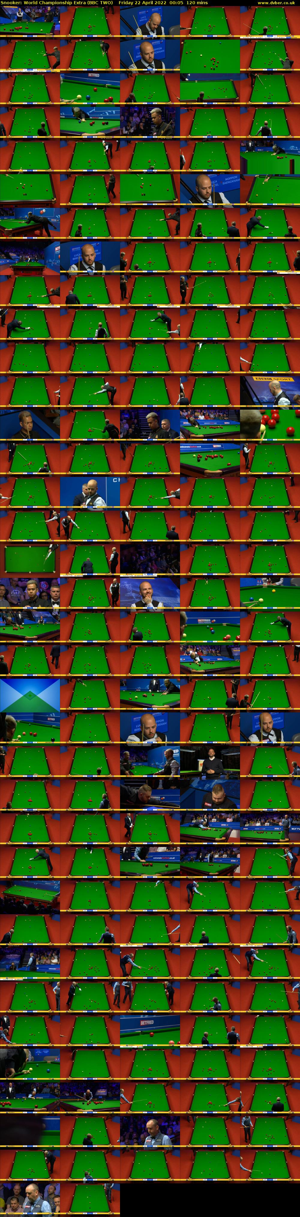 Snooker: World Championship Extra (BBC TWO) Friday 22 April 2022 00:05 - 02:05