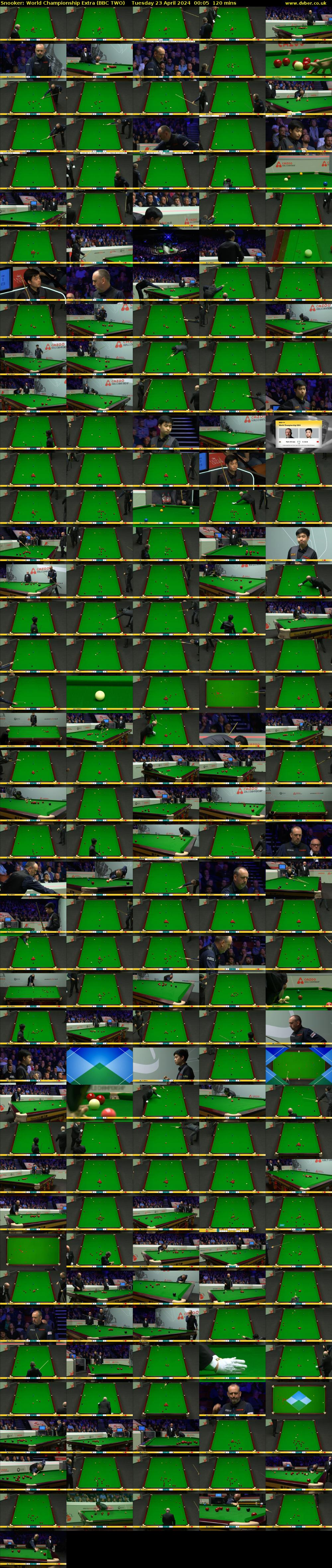 Snooker: World Championship Extra (BBC TWO) Tuesday 23 April 2024 00:05 - 02:05
