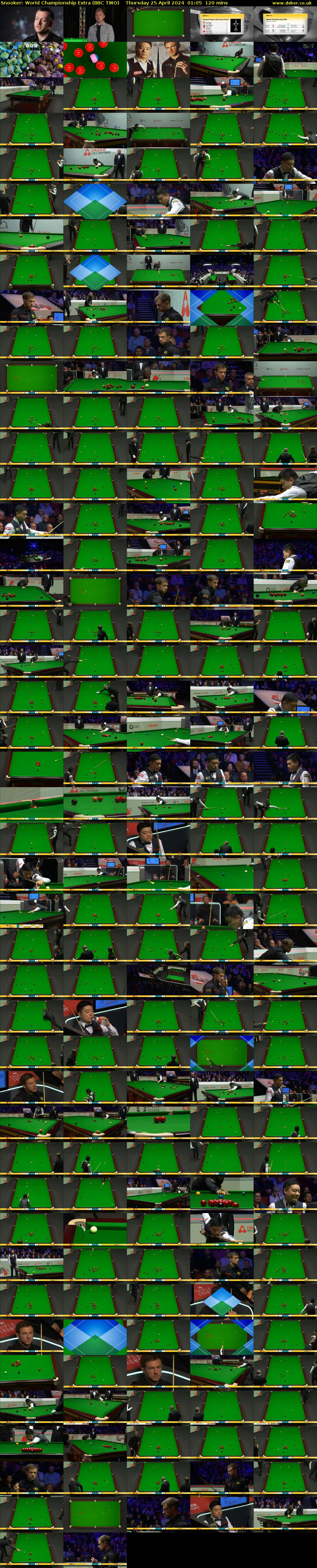 Snooker: World Championship Extra (BBC TWO) Thursday 25 April 2024 01:05 - 03:05