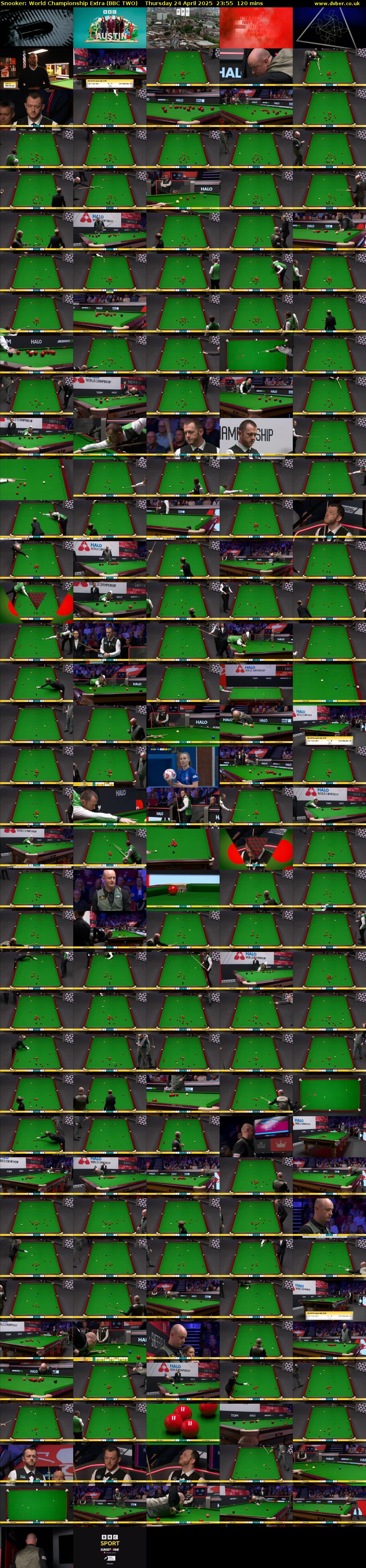 Snooker: World Championship Extra (BBC TWO) Thursday 24 April 2025 23:55 - 01:55
