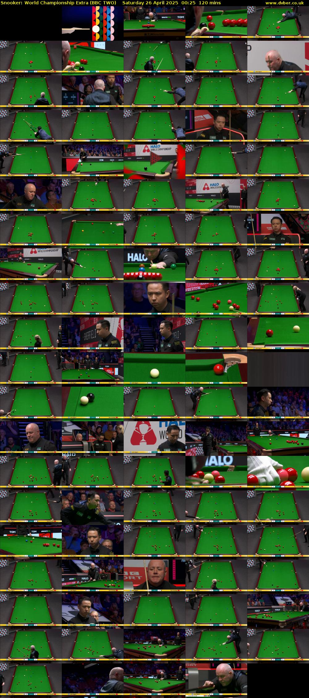 Snooker: World Championship Extra (BBC TWO) Saturday 26 April 2025 00:25 - 02:25