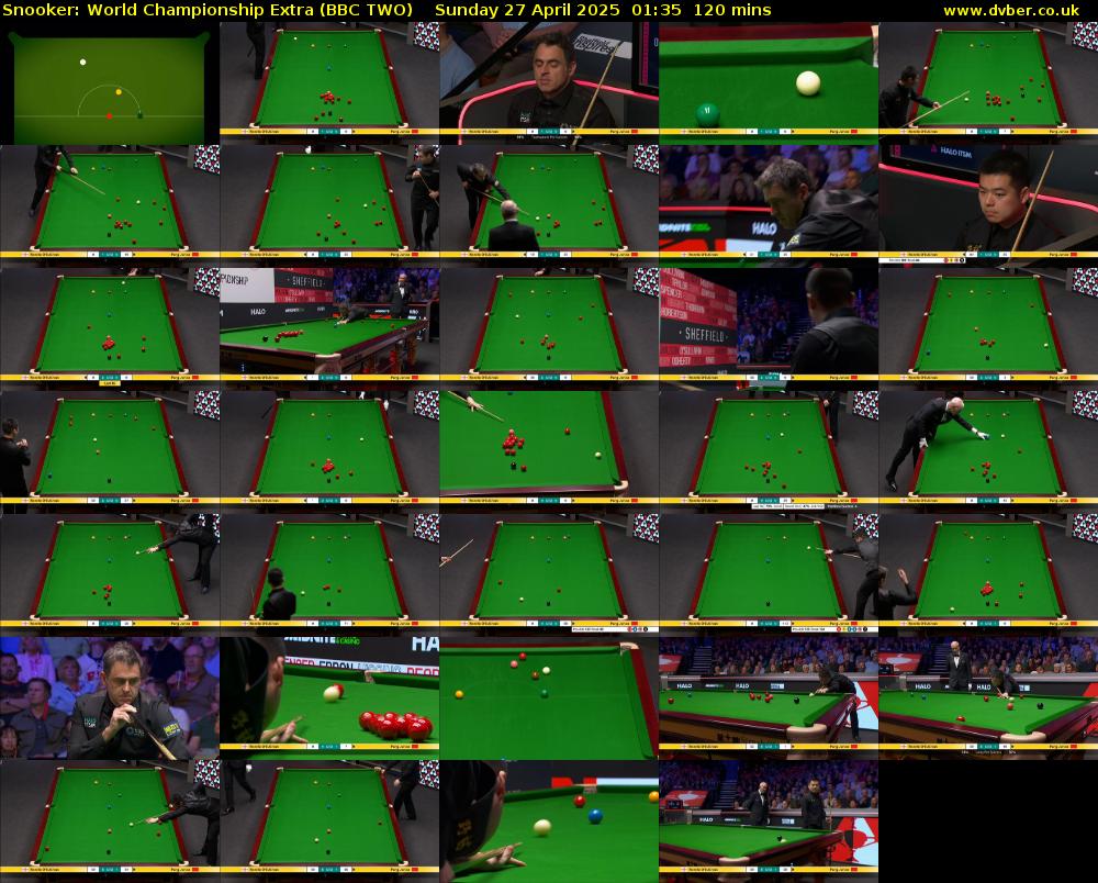 Snooker: World Championship Extra (BBC TWO) Sunday 27 April 2025 01:35 - 03:35