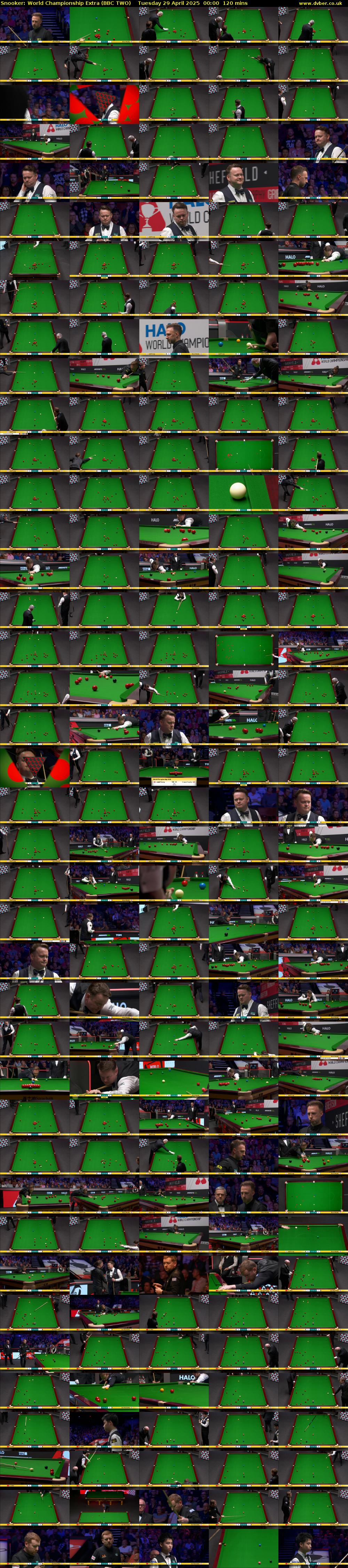 Snooker: World Championship Extra (BBC TWO) Tuesday 29 April 2025 00:00 - 02:00