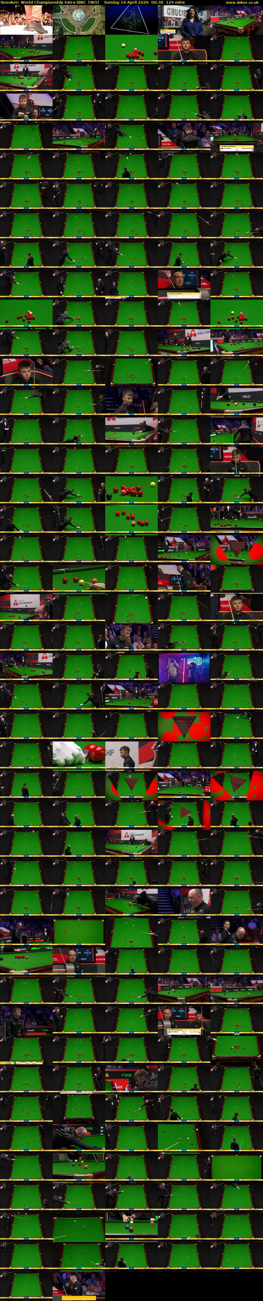 Snooker: World Championship Extra (BBC TWO) Sunday 19 April 2026 00:30 - 02:30