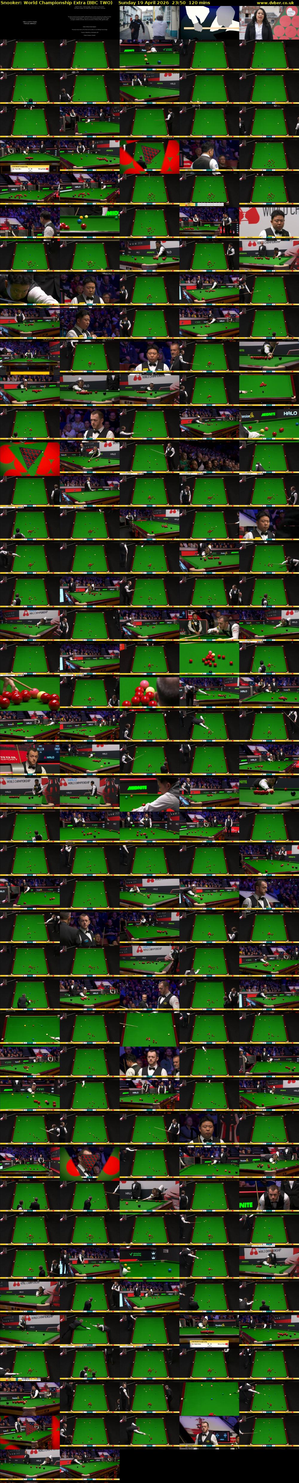 Snooker: World Championship Extra (BBC TWO) Sunday 19 April 2026 23:50 - 01:50