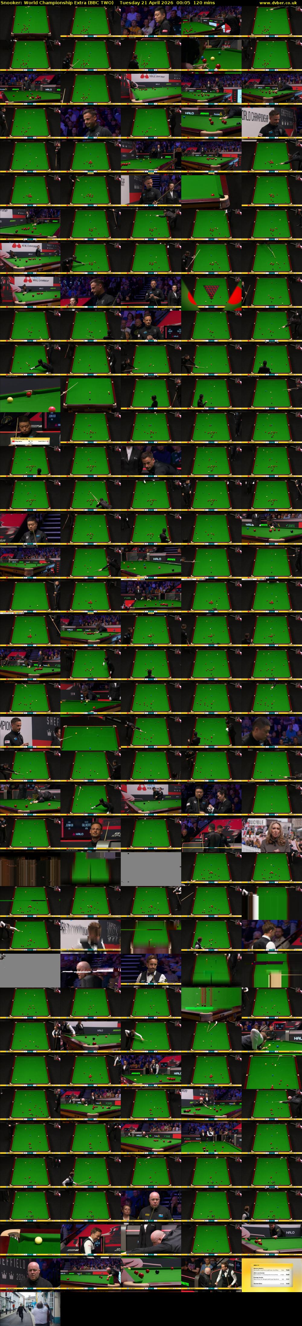 Snooker: World Championship Extra (BBC TWO) Tuesday 21 April 2026 00:05 - 02:05