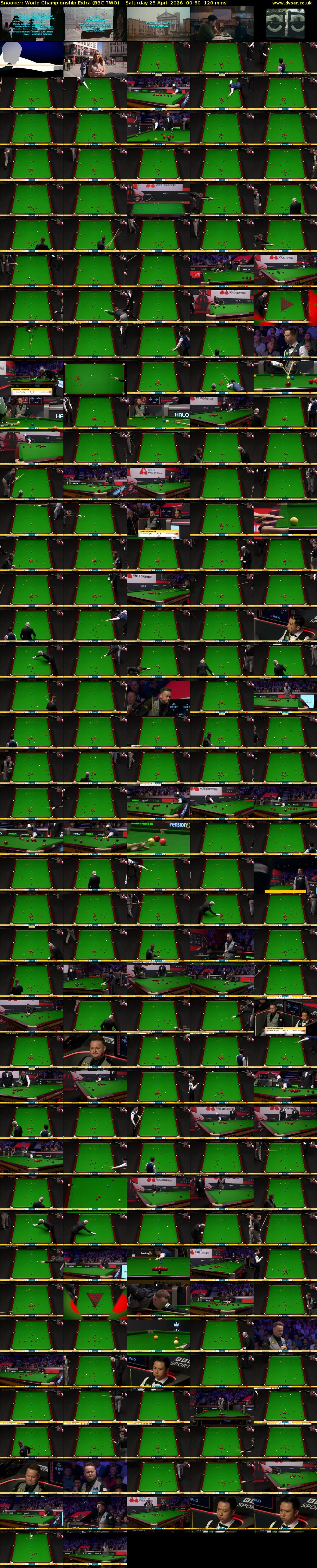 Snooker: World Championship Extra (BBC TWO) Saturday 25 April 2026 00:50 - 02:50