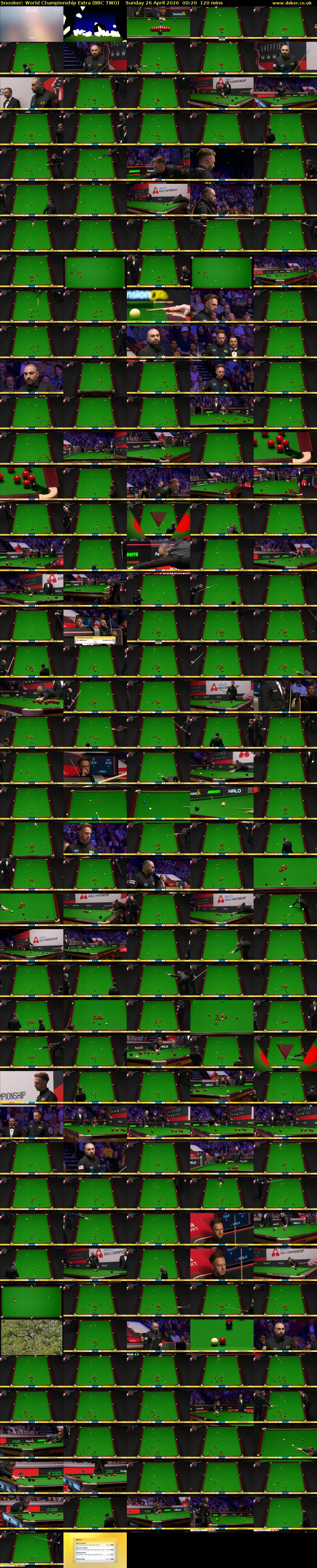 Snooker: World Championship Extra (BBC TWO) Sunday 26 April 2026 00:20 - 02:20