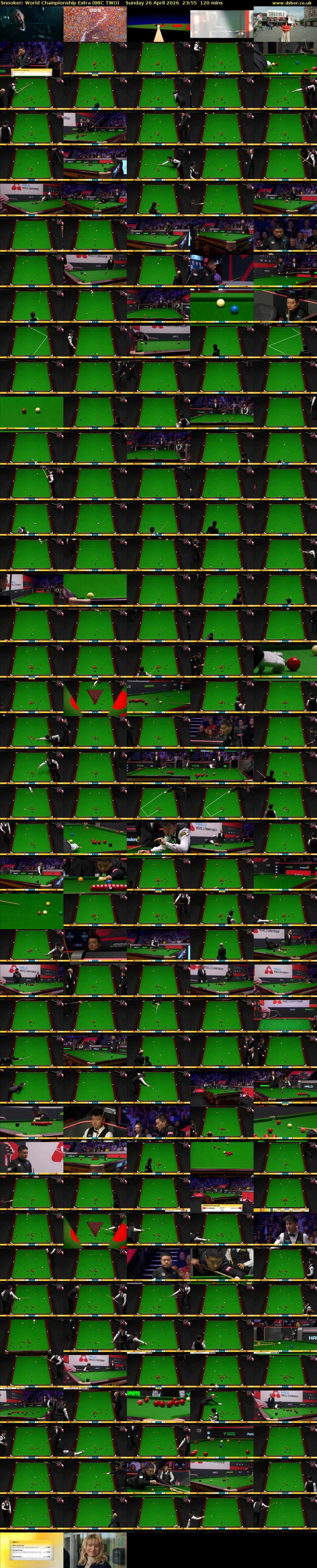 Snooker: World Championship Extra (BBC TWO) Sunday 26 April 2026 23:55 - 01:55