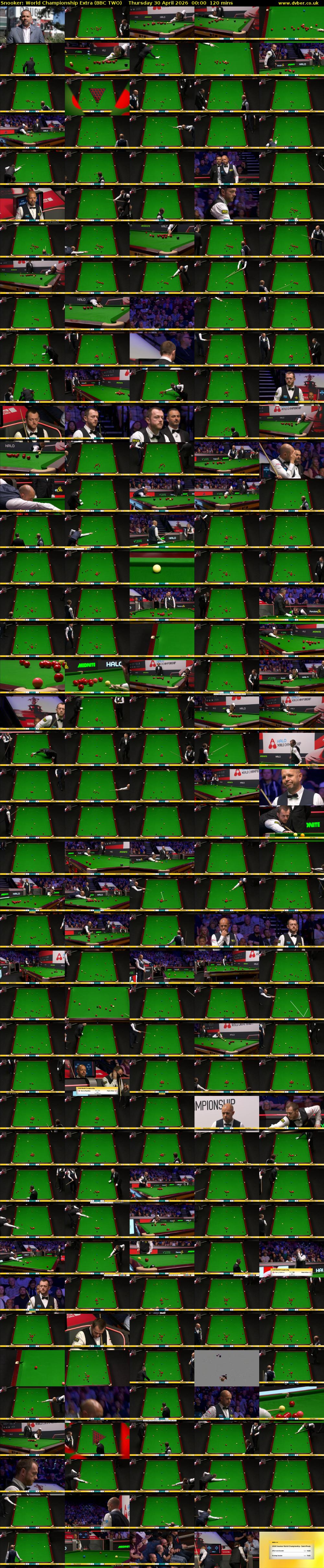 Snooker: World Championship Extra (BBC TWO) Thursday 30 April 2026 00:00 - 02:00