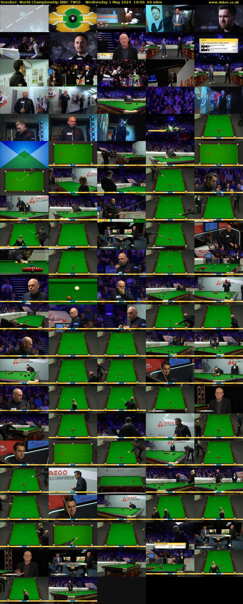 Snooker: World Championship (BBC TWO) Wednesday 1 May 2024 19:00 - 20:00