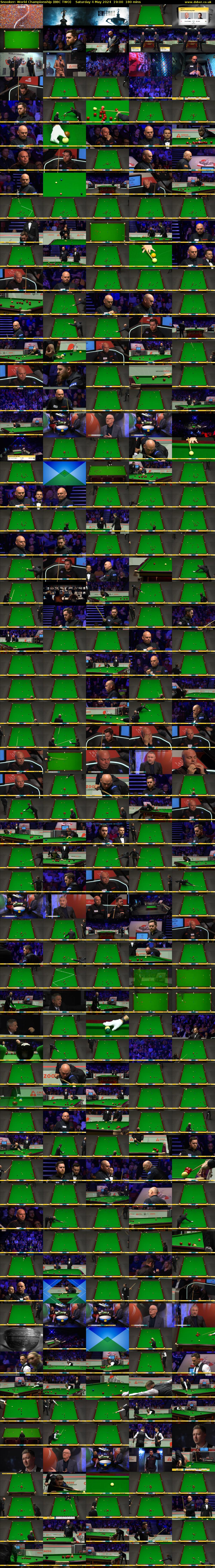 Snooker: World Championship (BBC TWO) Saturday 4 May 2024 19:00 - 22:00