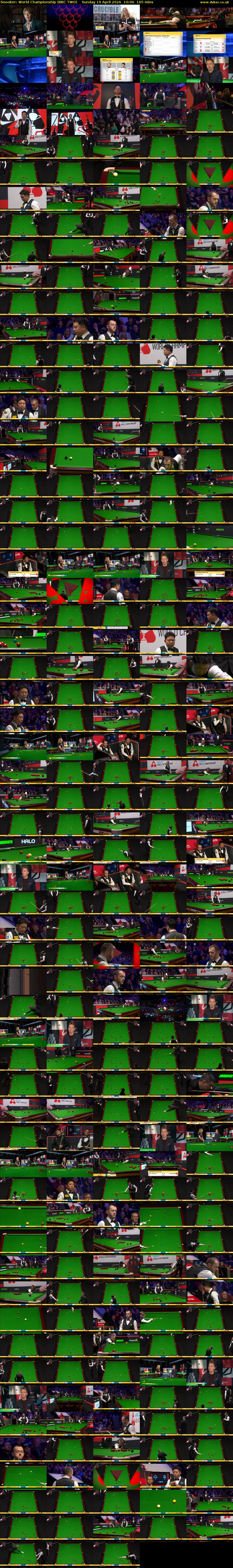 Snooker: World Championship (BBC TWO) Sunday 19 April 2026 10:00 - 12:45
