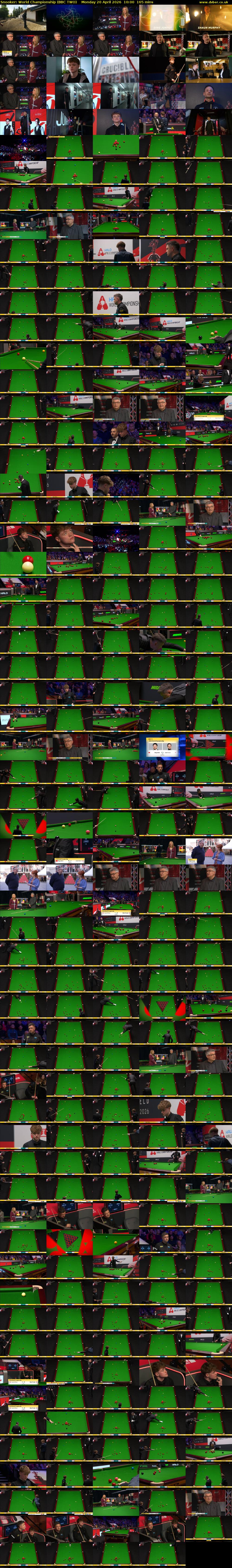 Snooker: World Championship (BBC TWO) Monday 20 April 2026 10:00 - 12:45