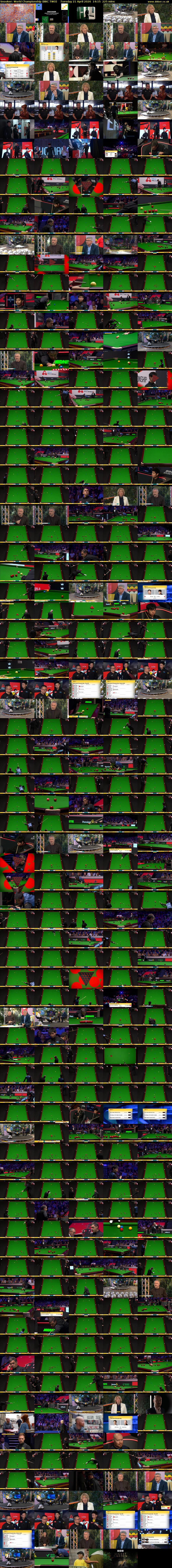 Snooker: World Championship (BBC TWO) Tuesday 21 April 2026 14:15 - 18:00