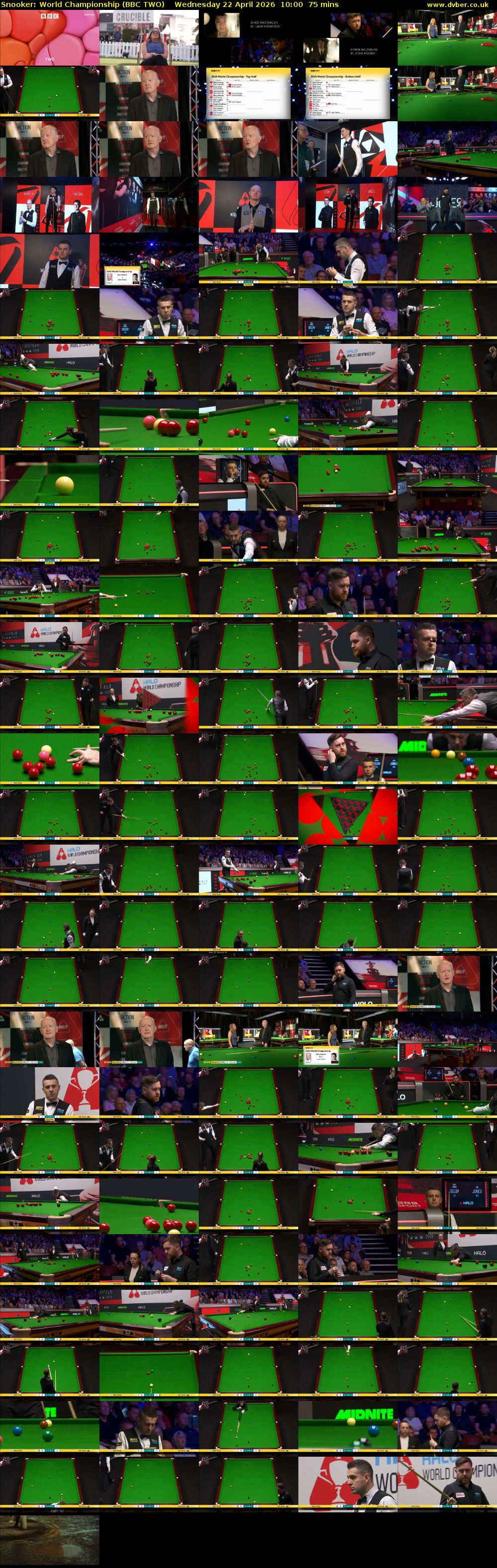 Snooker: World Championship (BBC TWO) Wednesday 22 April 2026 10:00 - 11:15