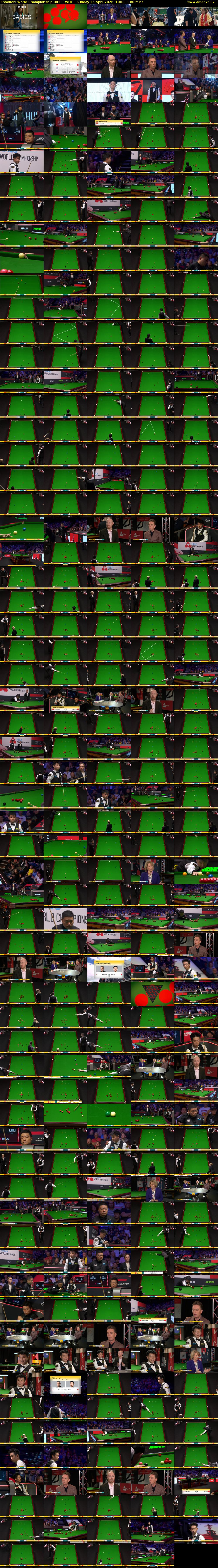 Snooker: World Championship (BBC TWO) Sunday 26 April 2026 10:00 - 13:00